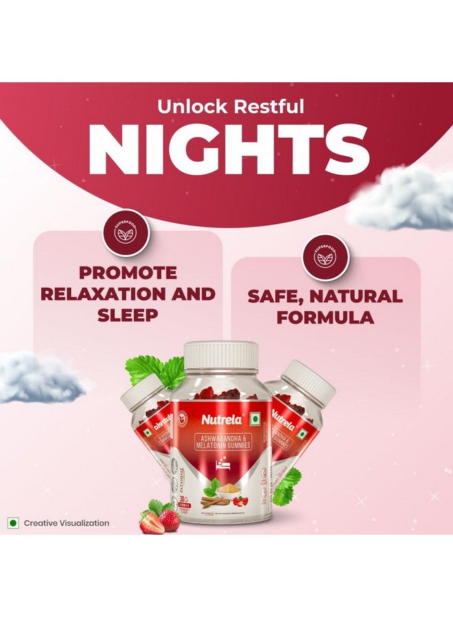 Nutrela Ashwagandha & Melatonin Sleep Gummies for Men & Women | 30 Strawberry-Flavored Gummies - Pack of 2 | Supports Restful Sleep & Stress Relief - Image 4
