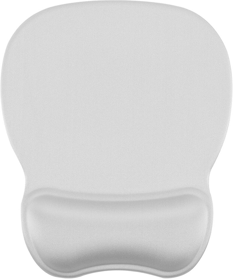 MROCO Ergonomic Mouse Pad with Gel Wrist Rest, 9.4 x 8.1 in, Silver Grey | Ergonomic Shape Design, Multiple Pattern Options, Gel Wrist Comfort, Smooth Lycra Surface, Non-Slip PU Base - Image 1