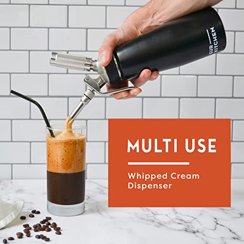 EurKitchen Stainless Steel Professional Whipped Cream Dispenser - Leak-Free Whip Cream Maker Canister - 3 Decorating Nozzles & Cleaning Brush - 1Pint /500 ML Cream Whipper - N2O Charger (Not Included) - Image 4