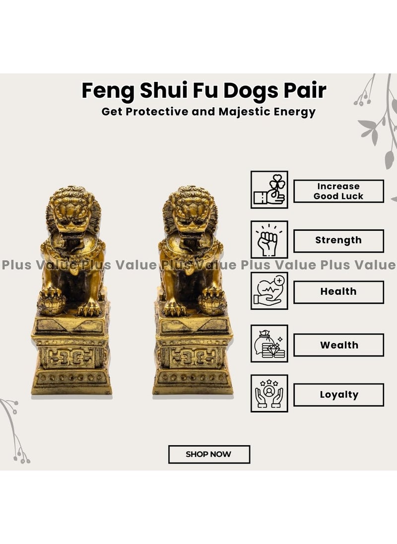 Plus Value Plus Value Feng Shui Fu Dogs Imperial Guardian Lions Foo Dogs Pair for Home Office Protection  - Image 2