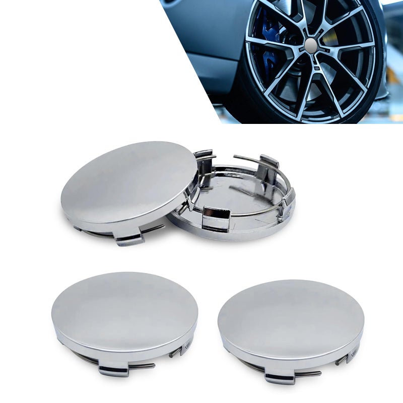 Ferianl 4 PCS Car Wheel Center Caps, 60MM/2.36In OD 56MM/2.2In ID, ABS Snap-in Vehicle Rim Hub Caps, Anti-Falling Rust-Proof Wheel Hub Decoration, Universal for SUV Sedan Truck(Silver) - Image 1