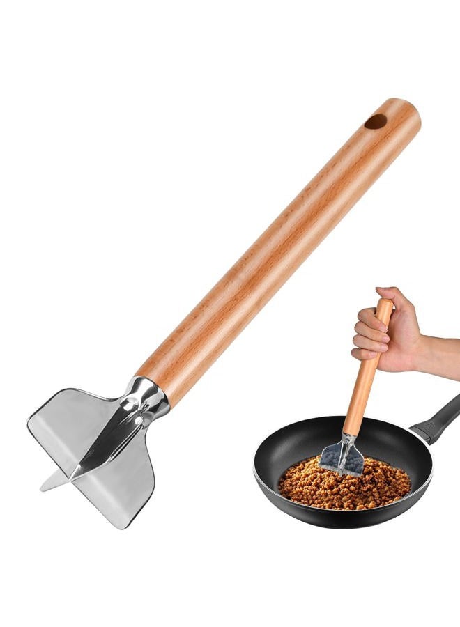 ANZIUS Stainless Steel Meat Chopper, Stainless Steel Meat Masher, 11 Inch, Ground Beef Chopper Tool, Metal Meat Masher, Ground Meat Smasher, Hamburger Smasher Tool - Image 1