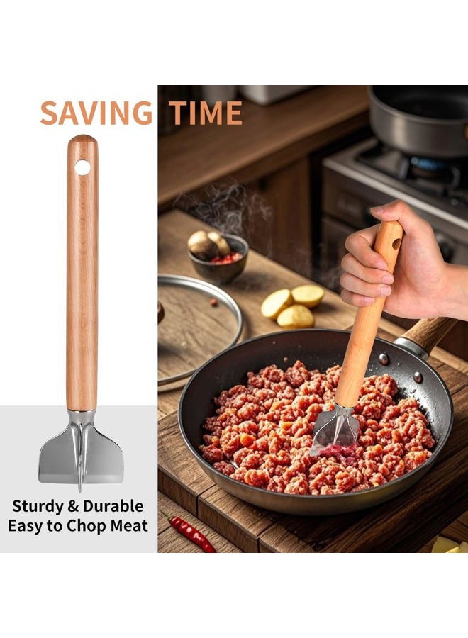 ANZIUS Stainless Steel Meat Chopper, Stainless Steel Meat Masher, 11 Inch, Ground Beef Chopper Tool, Metal Meat Masher, Ground Meat Smasher, Hamburger Smasher Tool - Image 5