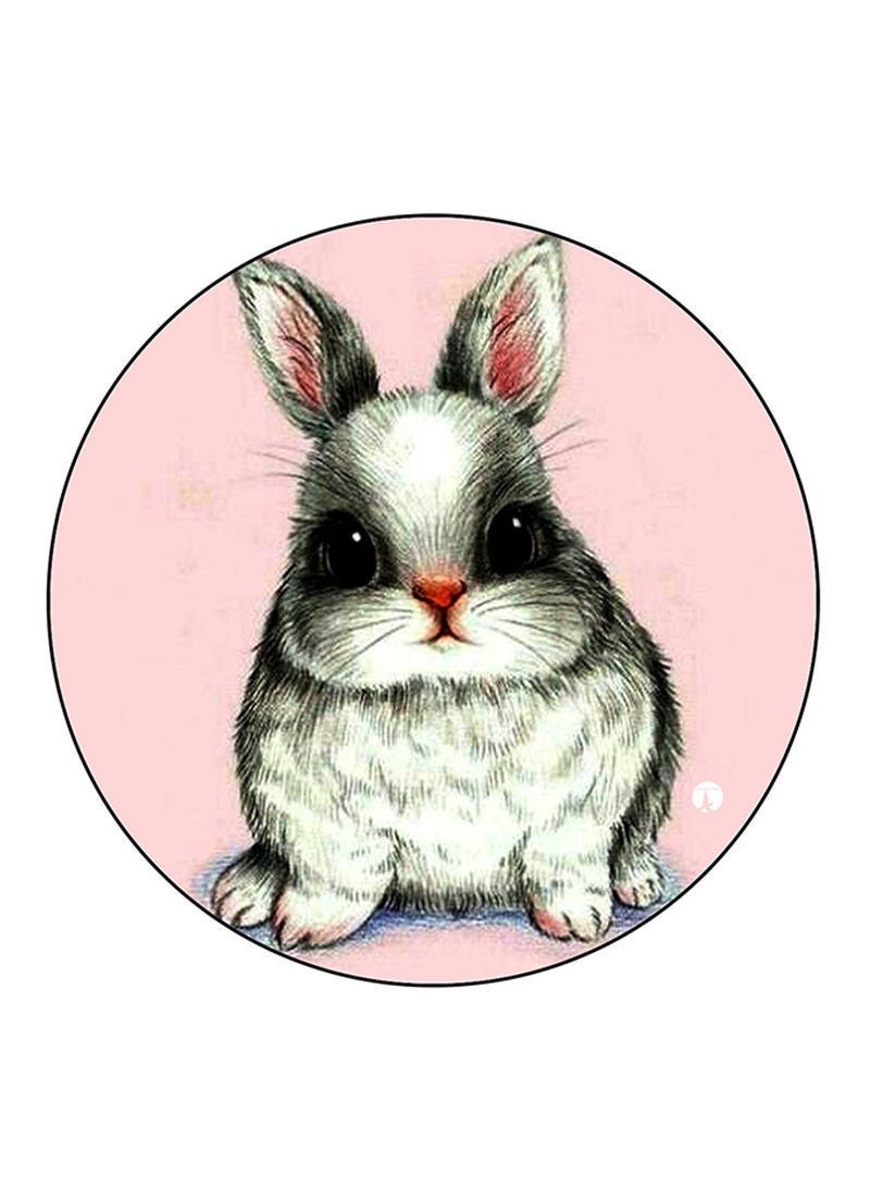 Rabbit Printed Mouse Pad  Round  Multicolour