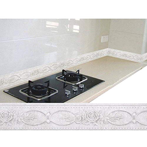 UPREDO 3D Decorative Floral Molding Waterproof Wallpaper Border Peel and Stick for Bathroom Kitchen Counter Top Backsplash Tiles Sticker,4 Inch by 16.4Ft (Cream White) - Image 5