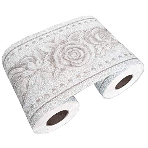 UPREDO 3D Decorative Floral Molding Waterproof Wallpaper Border Peel and Stick for Bathroom Kitchen Counter Top Backsplash Tiles Sticker,4 Inch by 16.4Ft (Cream White) - Image 1