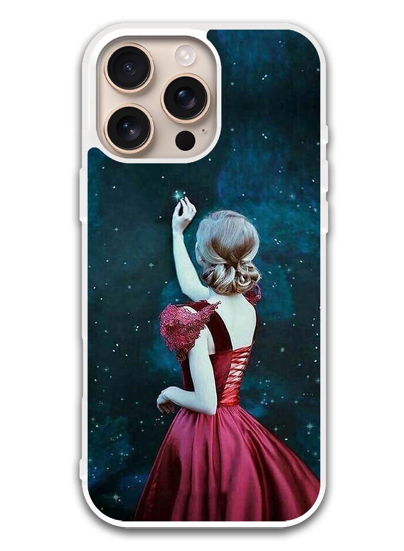 Theodor Protective Case Cover For APPLE IPHONE 16 Pro Girl Touching Star (White Bumper) - Image 1