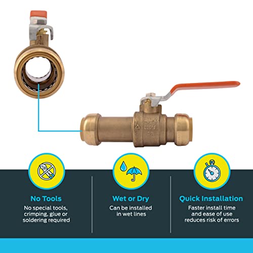 SharkBite 1 Inch Slip Ball Valve, Push to Connect Brass Plumbing Fitting, PEX Pipe, Copper, CPVC, PE-RT, HDPE, 24737LF - Image 3