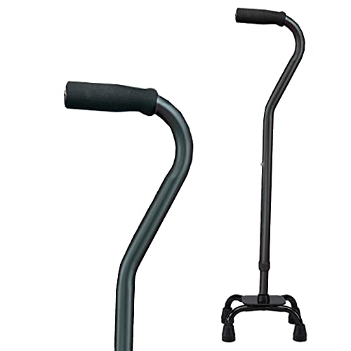 Carex Quad Cane with Small Base Heavy Duty Quad Cane with Adjustable Height from 28 to 37 4Prong Walking Stick with Small Base Holds Up to 300 Pounds Black Universal For Men and Women Black