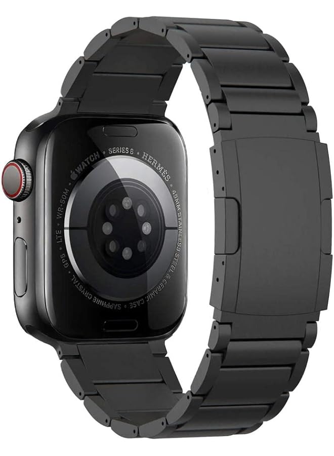 Dado Titanium Metal Watch Band Compatible With Watch Series 10 Ultra 2 9 8 Ultra 8 7 6 49 46 45 44 42 Mm Light Wieght With Double Button Clasp Strap - Image 2