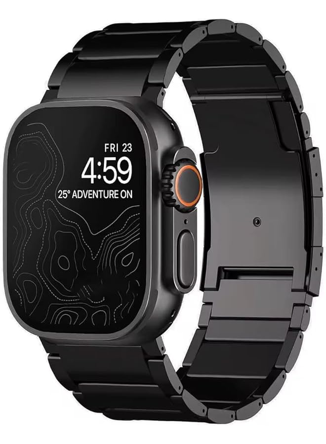 Dado Titanium Metal Watch Band Compatible With Watch Series 10 Ultra 2 9 8 Ultra 8 7 6 49 46 45 44 42 Mm Light Wieght With Double Button Clasp Strap - Image 1