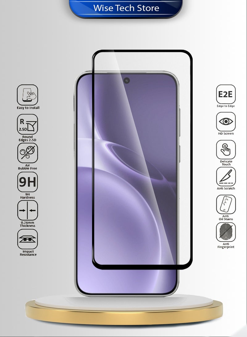 دبليو تيك فيفو X300 برو 5G 2025 سلسلة بريميوم E2E حامي شاشة زجاجي مقاوم للكسر بالكامل مع غراء كامل - شفاف/أسود - Image 2