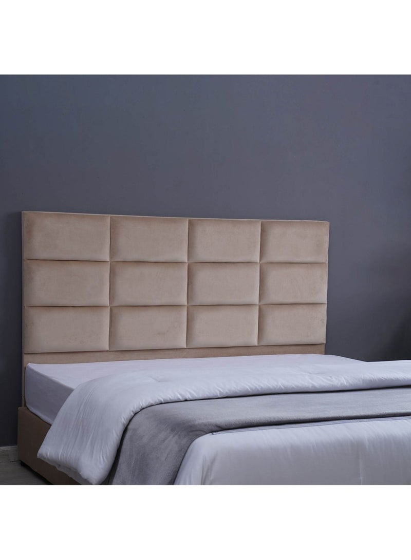 Karnak Square Design Upholstered Velvet Bed Frame Bedroom Furniture Strong And Sturdy Modern Design Wooden Bed | Quiet & Comfortable Bed (EU - Double 140x200cm, Beige) - Image 2