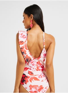 ELLA Floral Print One Shoulder Ruffled Swimsuit & Beach Skirt  - Image 2