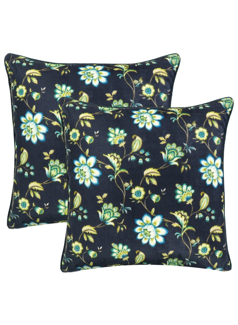 Riara Pack of 2 Square Velvet Multi Color Cushion Cover Modern Throw Pillow Case for Sofa Bedroom (24 x 24 Inches)  - Image 1