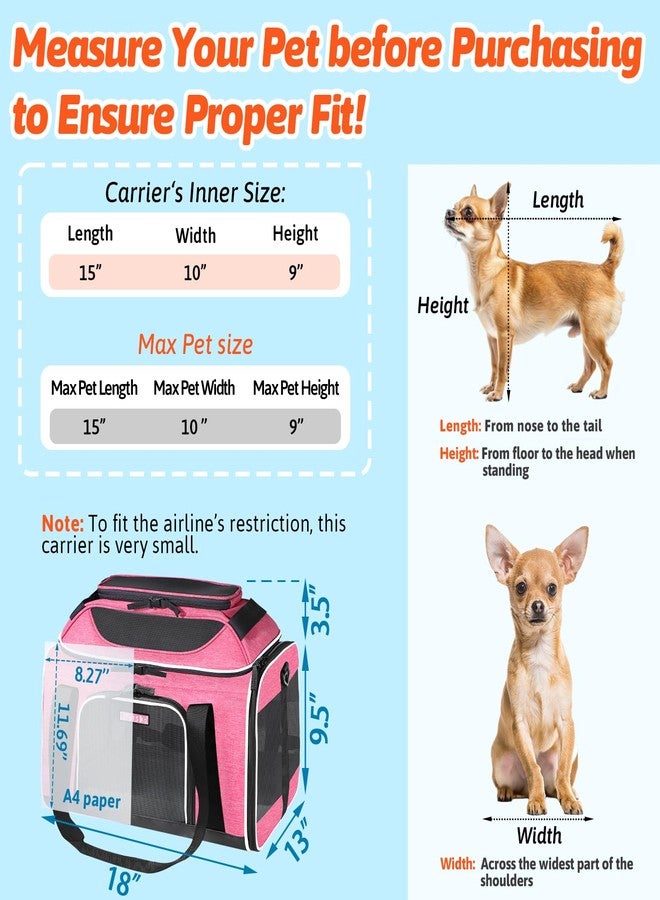 Petskd Top-Expandable Pet Carrier 18x13x9.5 Inches Southwest Airline Approved, Soft-Sided Carrier for Small Cats and Dogs with Locking Safety Zippers and Anti-Scratch Mesh(Pink) - Image 3
