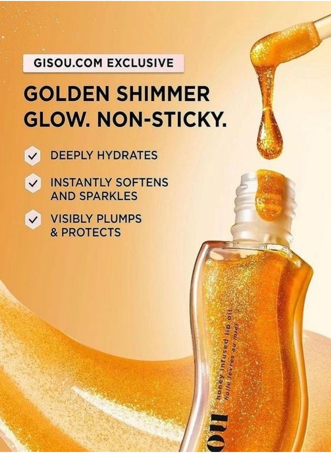 Gisou Gisou Golden Shimmer Glow Honey Infused Lip Oil - Hydrating, Nourishing, and Naturally Enhancing Formula for Luxurious Lips 0.27 oz 8 ml  - Image 3