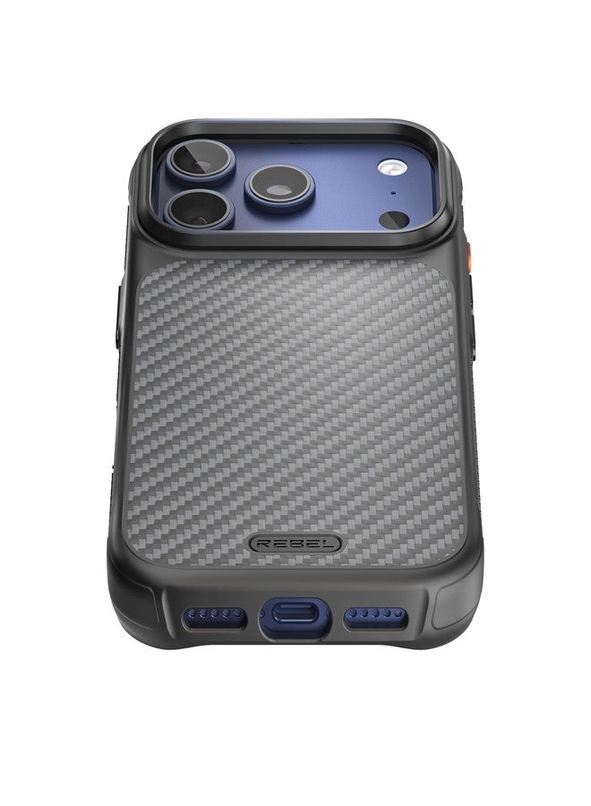 REBEL Case for iPhone 17 Pro [GEN7 Aramid Fiber] Strong MagSafe Compatible, Grippy Sides, Shockproof Corners, Metal Lens + Buttons, Upgraded Protective Design, 6.3 Inch Phone 2025 (Black) - Image 3