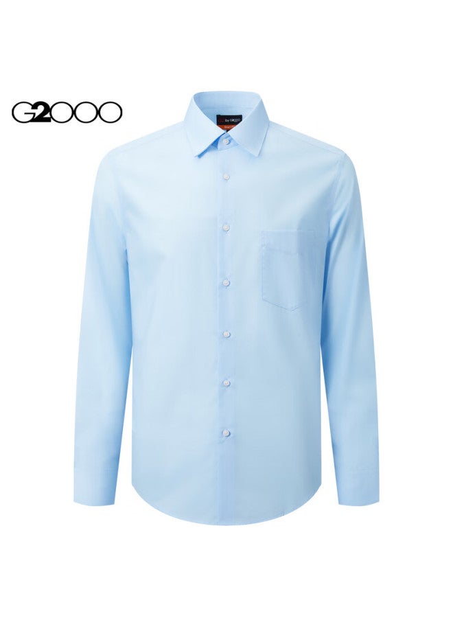 G2000 قميص رسمي طويل الأكمام من قطن مزيج غير قابل للكي ومقاوم للتجاعيد من G2000 لربيع وخريف بنفس نمط المتجر باللونين الوردي والأزرق 2XL/1C - Image 1