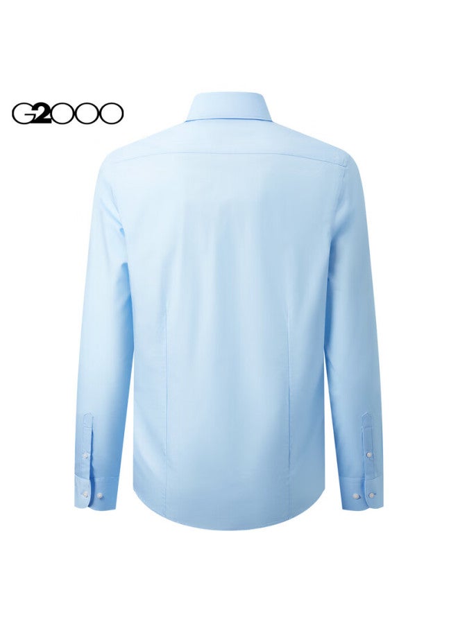 G2000 قميص رسمي طويل الأكمام من قطن مزيج غير قابل للكي ومقاوم للتجاعيد من G2000 لربيع وخريف بنفس نمط المتجر باللونين الوردي والأزرق 2XL/1C - Image 2