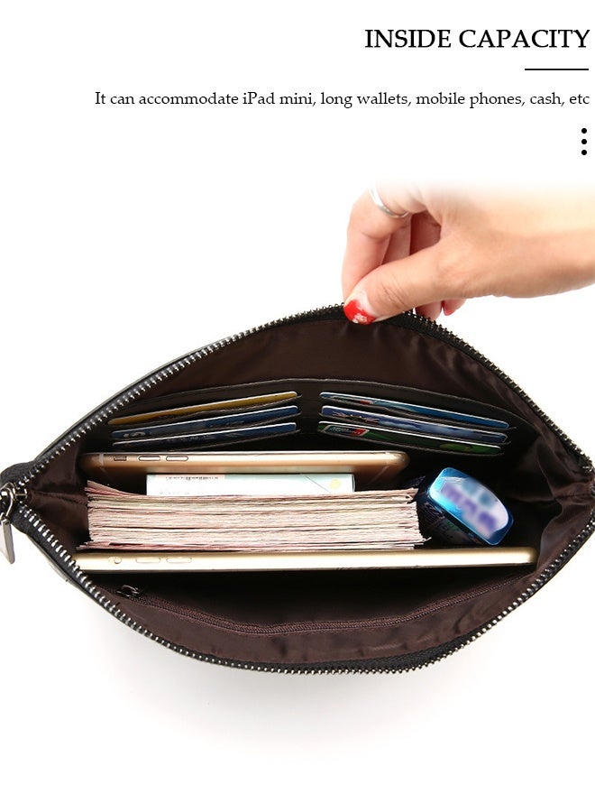 DUNISO حقيبة صغيرة للرجال محفظة من الجلد الصناعي حقيبة سعة كبيرة خفيفة الوزن حقيبة يد محمولة مغلف محفظة الهاتف مع حزام للرسغ - Image 4