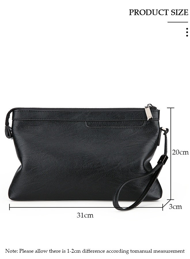 DUNISO حقيبة صغيرة للرجال محفظة من الجلد الصناعي حقيبة سعة كبيرة خفيفة الوزن حقيبة يد محمولة مغلف محفظة الهاتف مع حزام للرسغ - Image 3