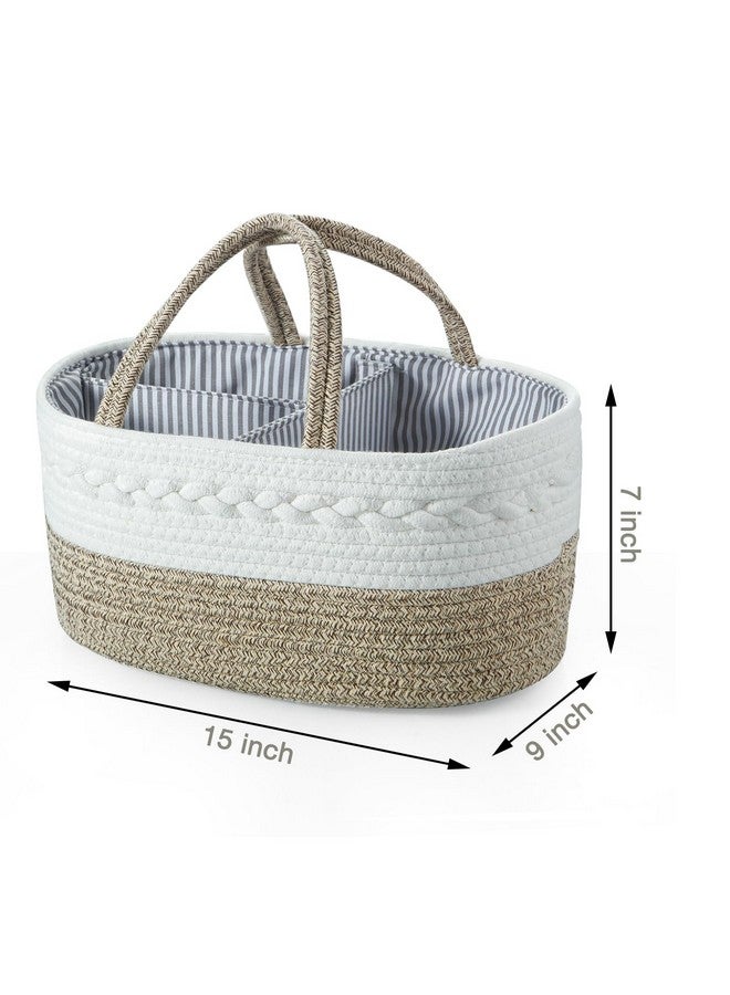 PandaEar PandaEar Baby Diaper Caddy Organizer, Portable Nursery Storage Basket Cotton Rope Diaper Caddy for Baby Shower Gifts Newborn Infants -Brown  - Image 3