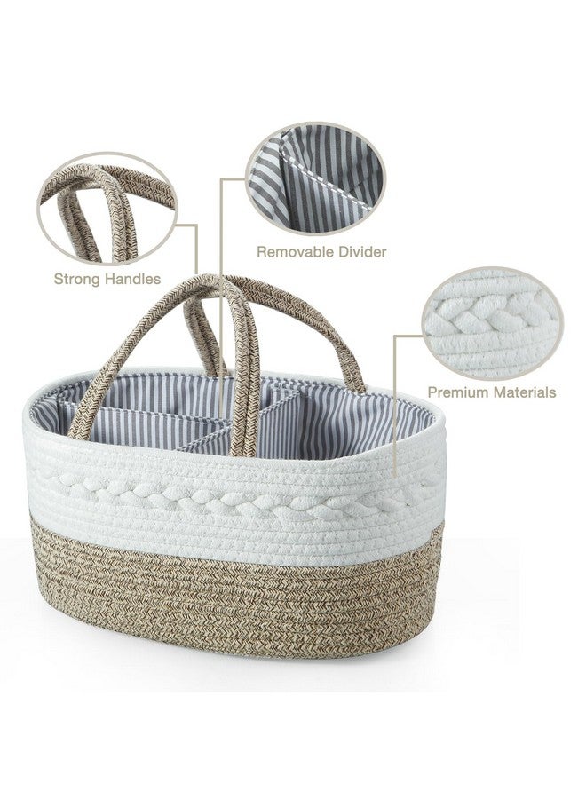 PandaEar PandaEar Baby Diaper Caddy Organizer, Portable Nursery Storage Basket Cotton Rope Diaper Caddy for Baby Shower Gifts Newborn Infants -Brown  - Image 1