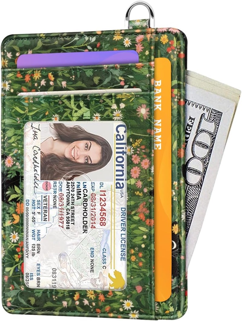 Coco Rossi Slim Credit Card Holder Wallet Women Thin Minimalist Card Organizer Case Cute Small ID Window Girl Ladies Womens Wallets, Garden Cats - Image 2