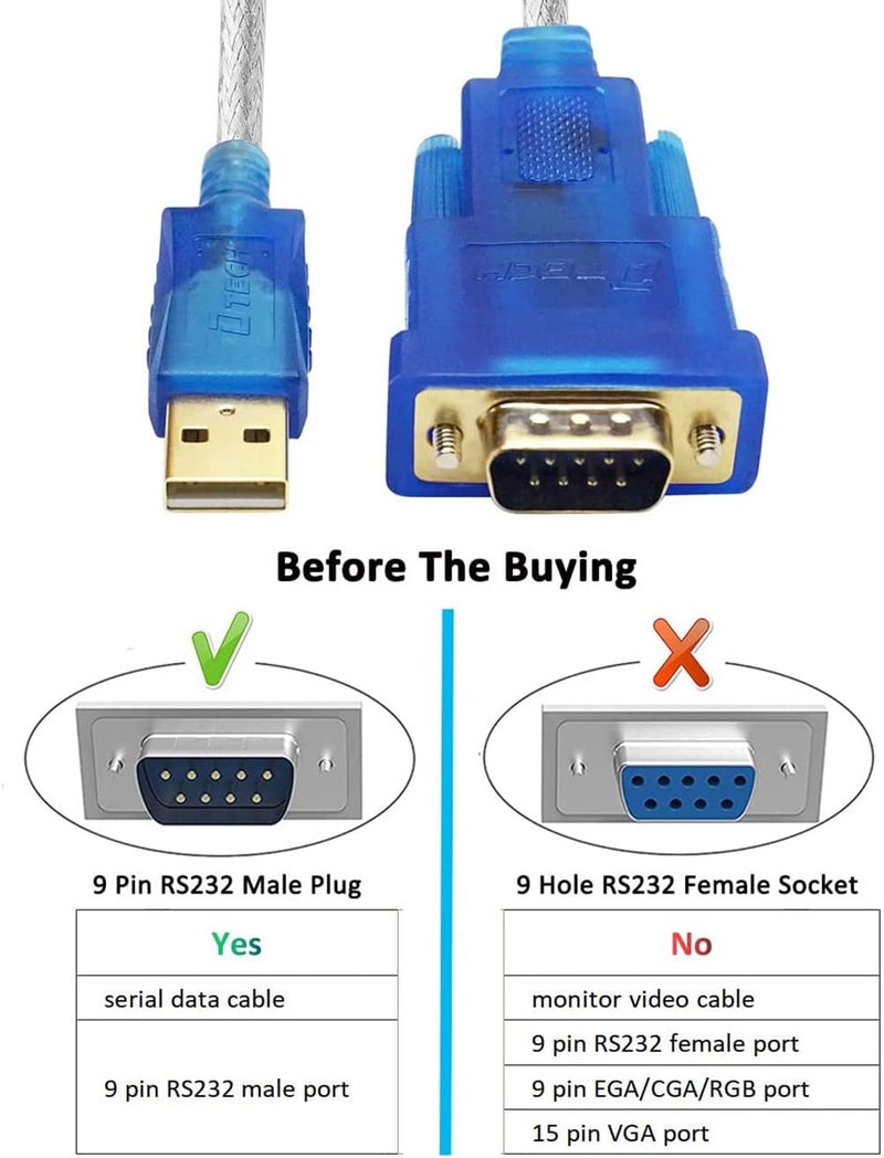 DTech USB to Serial Adapter Cable 16 ft DB9 Male RS232 to USB Cord with FTDI Chip Supports Windows 11 10 8 7 Mac Linux (5m) - Image 5