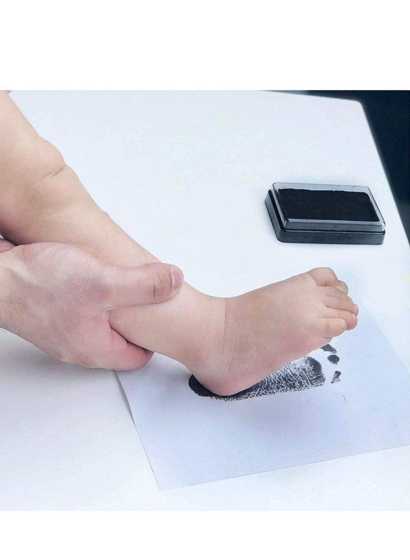 Baby Footprint Kit - Easy Clean Safe Black Ink Pad Hand Print with Lifetime inkpad Guarantee