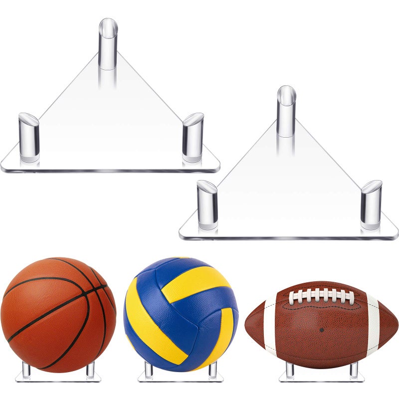 Jetec Jetec 2 Pcs Acrylic Ball Stand Display Holder Sports Ball Storage Rack for Football Basketball Volleyball and Soccer Transparent 