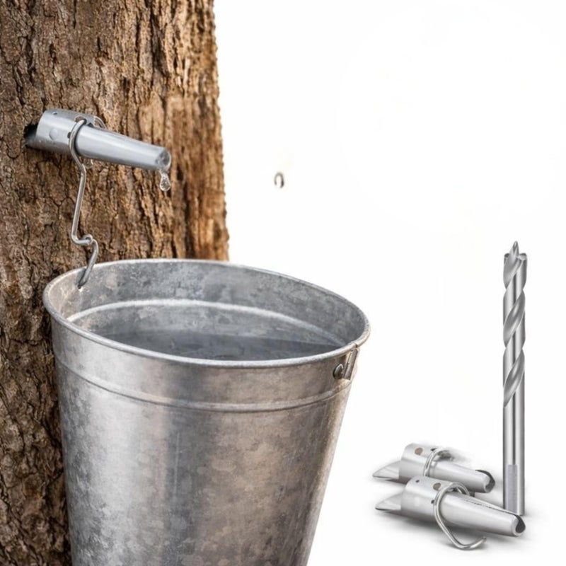 Atlantic Rush Maple Syrup Tree Tapping Kit - Includes (2) Maple Syrup Spiles and Maple Tree Tapping Drill Bit for Tap - Stainless Steel Spiles with Bucket Hook - Maple Tree Tapping Kit - Maple Syrup Supplies - Image 1