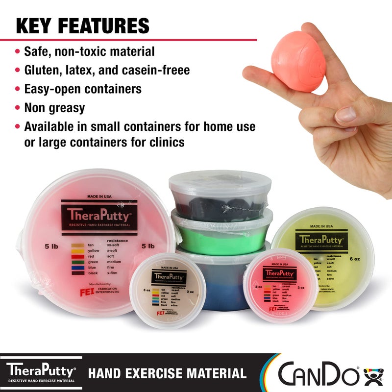 CanDo TheraPutty Standard Hand Exercise Putty For Rehabilitation, Exercises, Hand Therapy, Occupational Therapy, Hand Strengthening, Improve Motor Skills, Stress Relief - Image 5