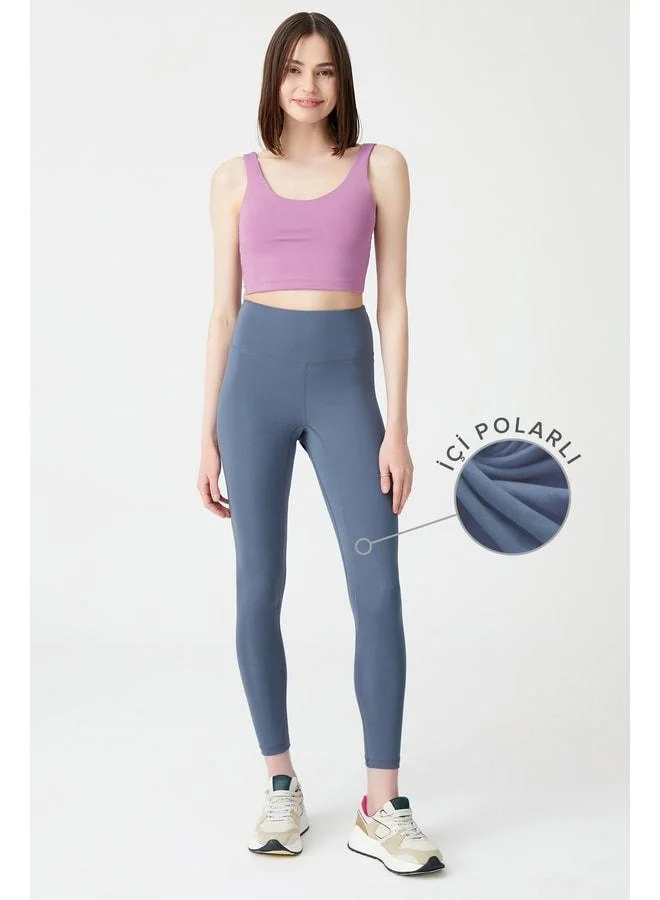 Los Ojos Charcoal High-Waist Winter Fleece-Lined Sport Leggings