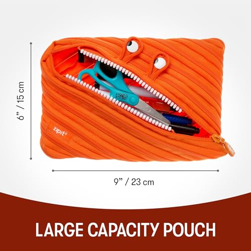 ZIPIT Monster Large Pencil Case for Boys, Cute Zipper Pouch for Kids Girls and Teens, Stationery Bag for School ,Orange - Image 3