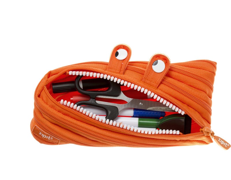 ZIPIT Monster Large Pencil Case for Boys, Cute Zipper Pouch for Kids Girls and Teens, Stationery Bag for School ,Orange - Image 4