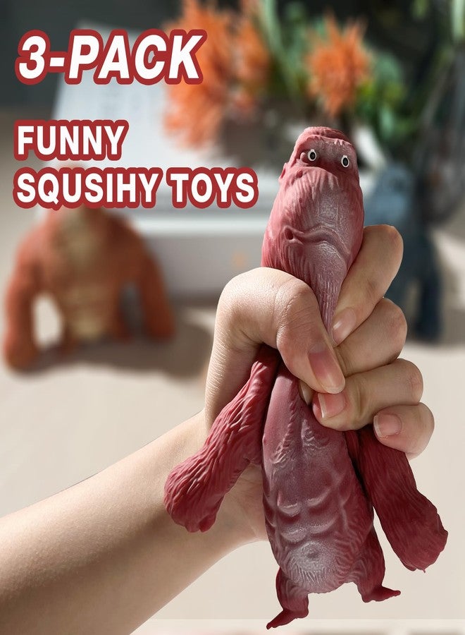 CHEROSIN Squishy Monkey Stretch Gorilla Toy - 3Pack of Big Sensory Monkey Stretchy Toys，Stress Relief Splat Gorilla Figures for Autism ,Funny Animal Squishy Gorilla Toys Kids and Adults Easter Stuffers - Image 5