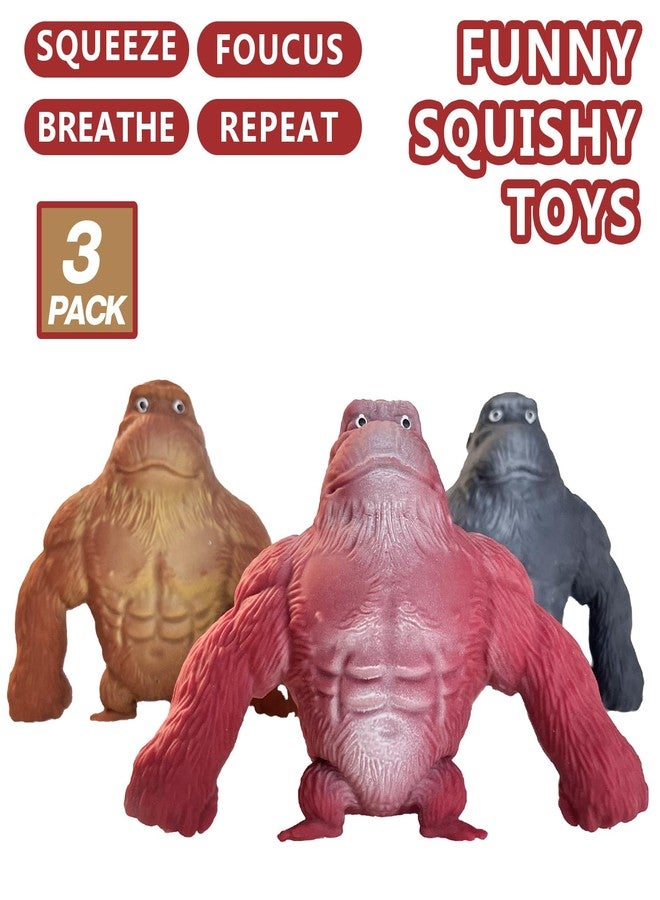CHEROSIN Squishy Monkey Stretch Gorilla Toy - 3Pack of Big Sensory Monkey Stretchy Toys，Stress Relief Splat Gorilla Figures for Autism ,Funny Animal Squishy Gorilla Toys Kids and Adults Easter Stuffers - Image 2