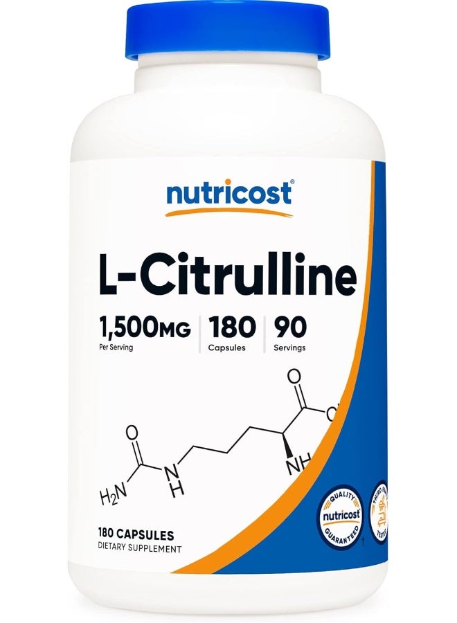 Nutricost L-Citrulline, 1500 mg, 180 Capsules - Image 1