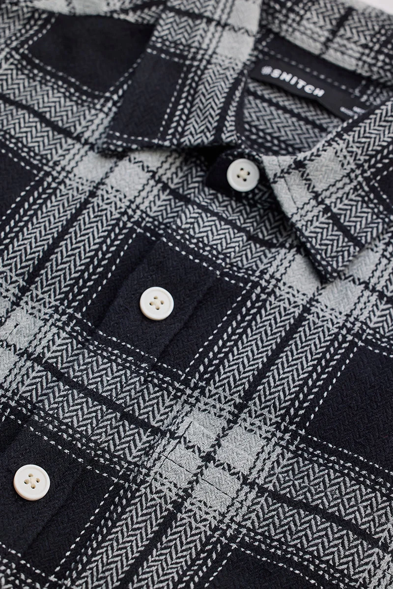 SNITCH Black Flannel Checks Overshirt