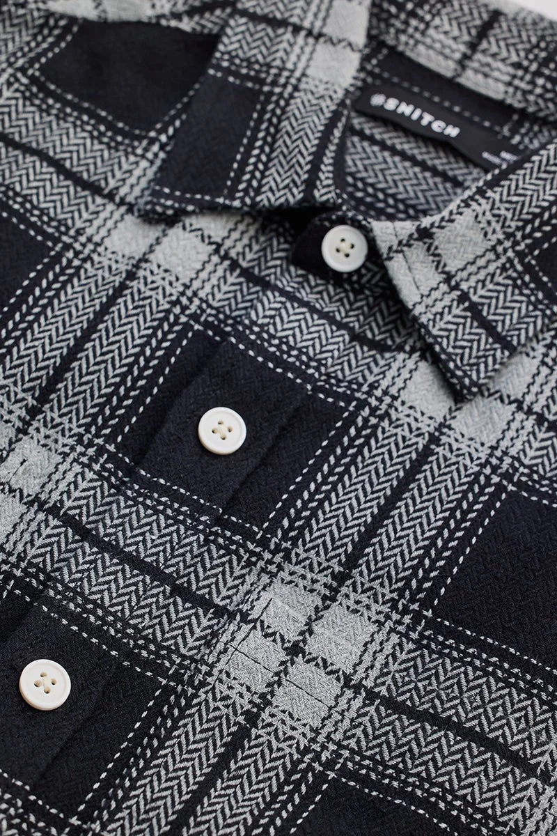 SNITCH Black Flannel Checks Overshirt