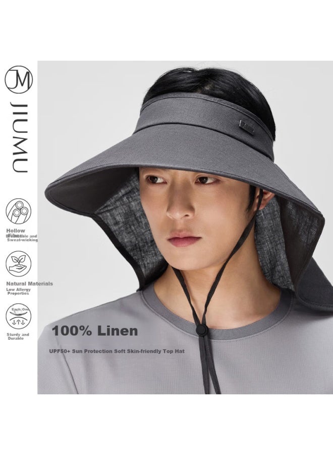 Jiumu Men's Linen Sun Hat Sun Hat Sun Hat Sun Hat Summer Sun Hat Face Neck Protection Uv Hat - Image 2