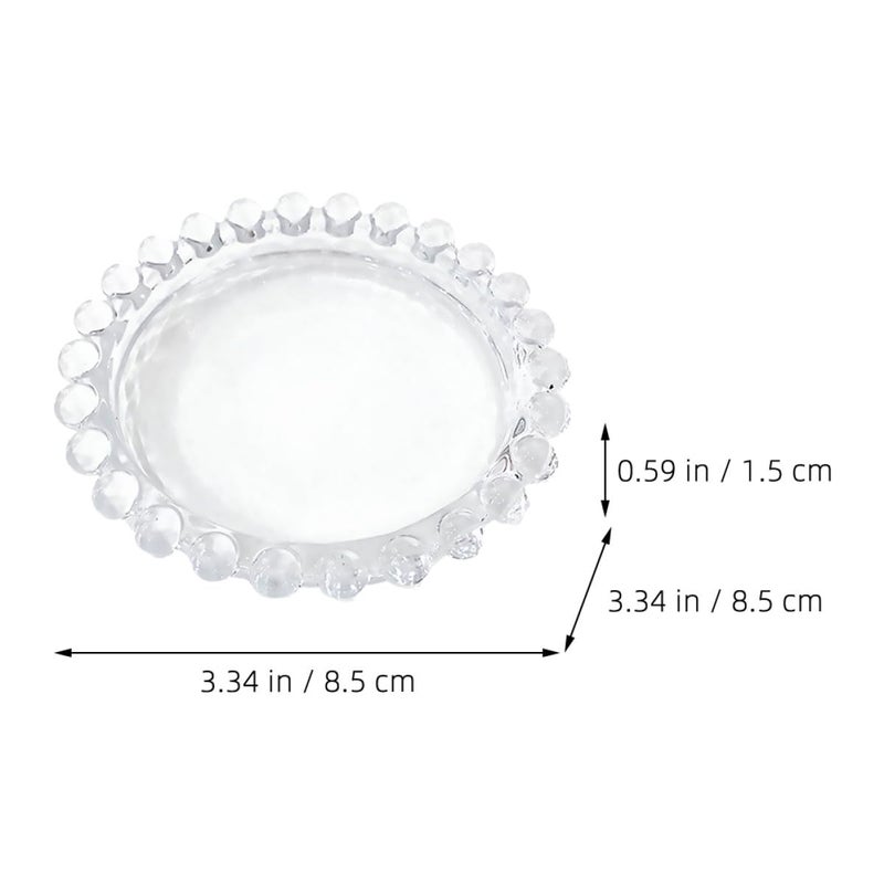 3pcs 9cm Mini Glass Plates Pearl Edge for Snacks Dessert Appetizer Serving - Image 3