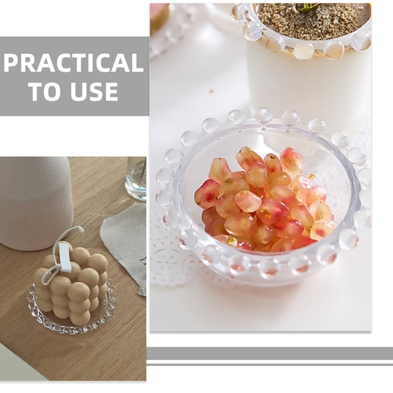 3pcs 9cm Mini Glass Plates Pearl Edge for Snacks Dessert Appetizer Serving - Image 4