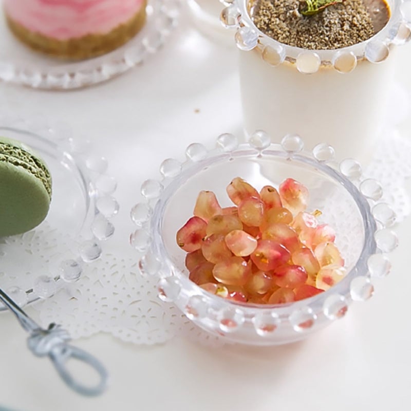3pcs 9cm Mini Glass Plates Pearl Edge for Snacks Dessert Appetizer Serving - Image 5