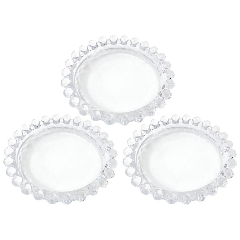 3pcs 9cm Mini Glass Plates Pearl Edge for Snacks Dessert Appetizer Serving - Image 2