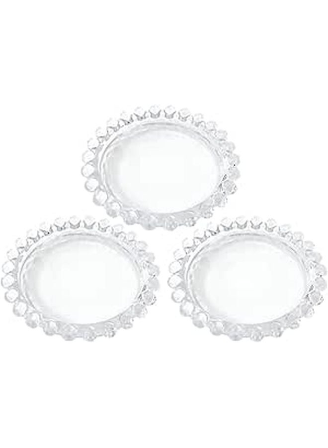 3pcs 9cm Mini Glass Plates Pearl Edge for Snacks Dessert Appetizer Serving - Image 1