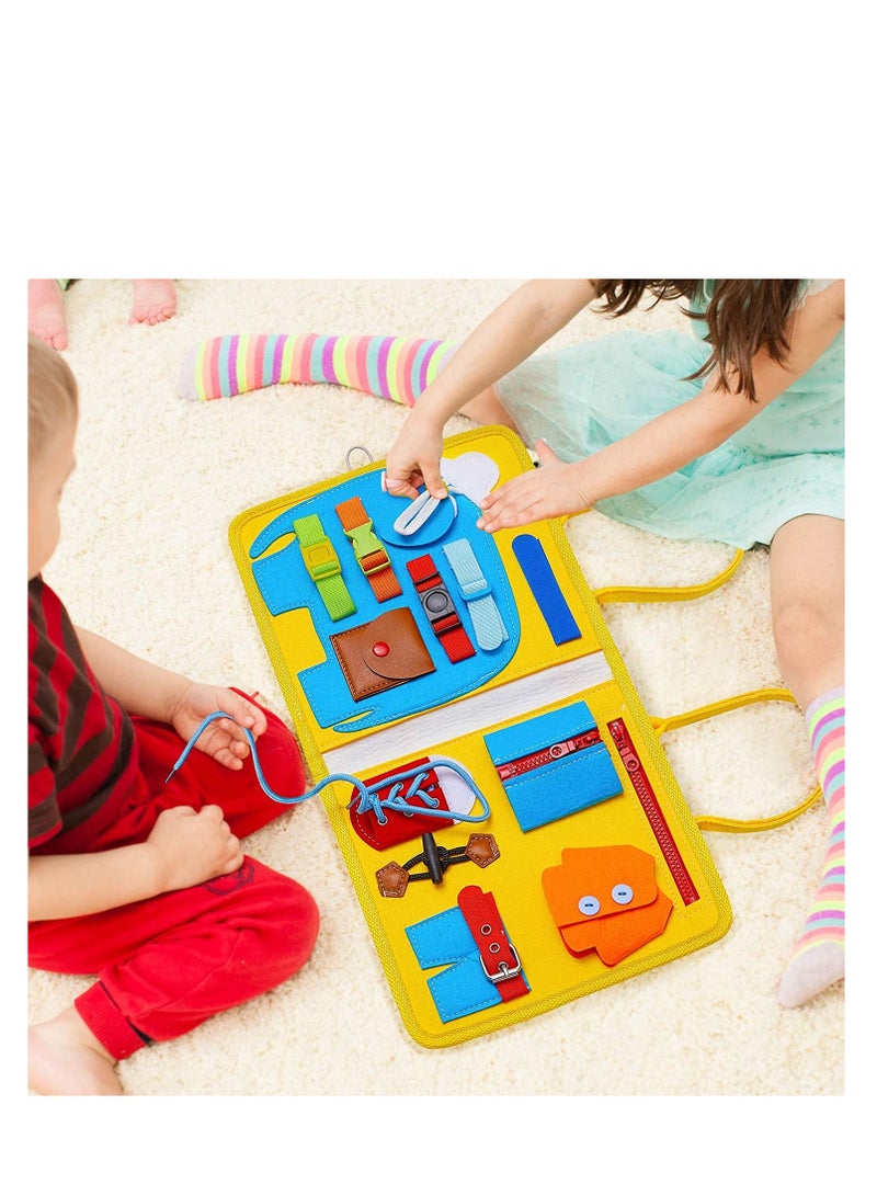 MEBEGIN 17-in-1 Felt Busy Board with Handle, Portable Sensory Activity Board, Travel-friendly Busy Board for Toddlers, Preschool Education Learning Fine Motor Skills, Creative Educational Montessori Toys, Handy to Take Out, Great Educational Gift Choice  - Image 2