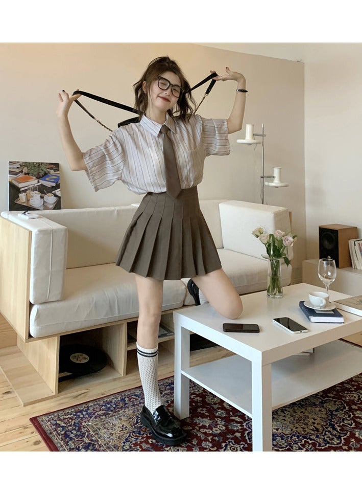 Women's  Striped Shirt for Ladies, Short Sleeves Shirt - Image 3